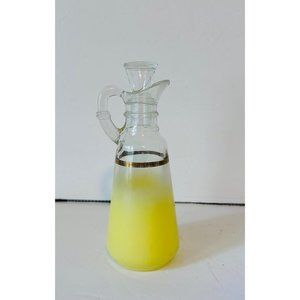 Blendo Anchor Hocking Cruet Yellow Fade Gold Trim‎ MCM 6.5in Vintage
